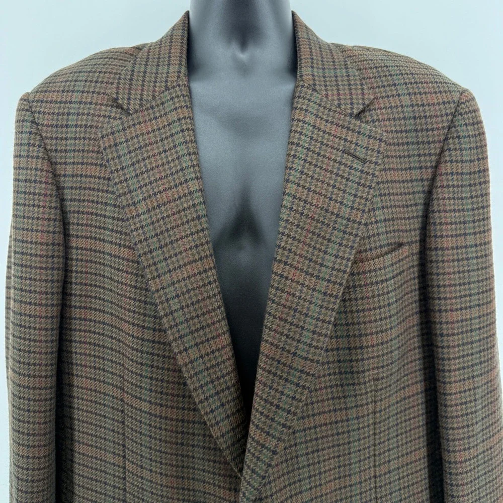 Country Britches Blazer Mens L Brown Houndstooth Wool Nordstrom Sport Coat